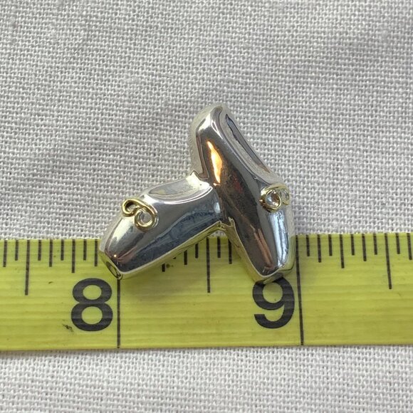 Vintage Sterling Silver 925 Toe Shoe Brooch Ballet Slippers Pin 1" by 1" - Picture 5 of 7
